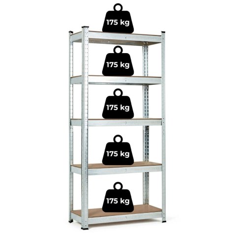 Regał magazynowy 180x90x30 cm stal galwanizowana 5 półek 875 kg ModernHome ModernHome