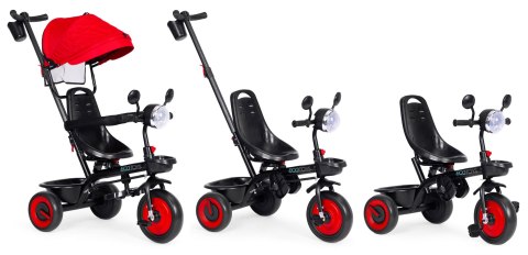 Rowerek trójkołowy dla dzieci spacerówka 3w1 obracane siedzisko daszek czerwony ECOTOYS ECOTOYS