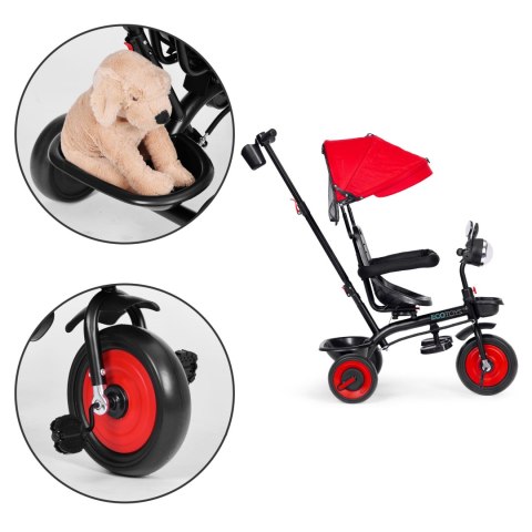Rowerek trójkołowy dla dzieci spacerówka 3w1 obracane siedzisko daszek czerwony ECOTOYS ECOTOYS