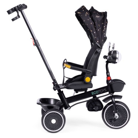 Rowerek trójkołowy dla dzieci spacerówka obracane siedzisko pchacz czarny ECOTOYS ECOTOYS