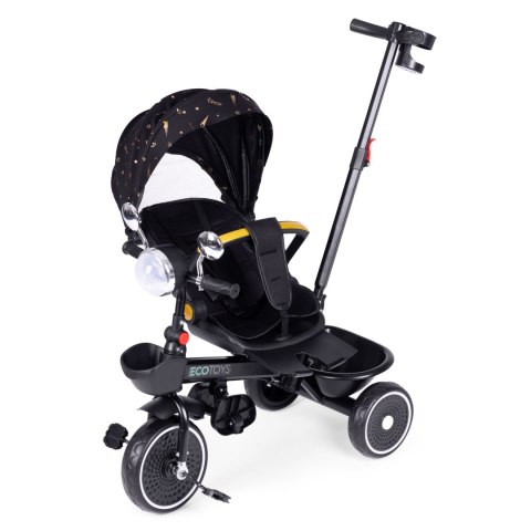 Rowerek trójkołowy dla dzieci spacerówka obracane siedzisko pchacz czarny ECOTOYS ECOTOYS