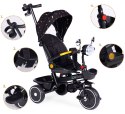 Rowerek trójkołowy dla dzieci spacerówka obracane siedzisko pchacz czarny ECOTOYS ECOTOYS