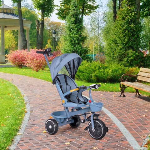 Rowerek trójkołowy spacerówka 2w1 obracane siedzisko składany daszek niebieski ECOTOYS ECOTOYS