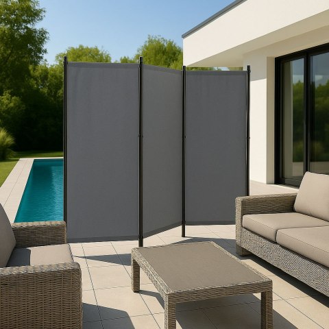 Składany parawan ogrodowy pokojowy 3-panelowy 167x164 cm szary MultiGarden MultiGarden