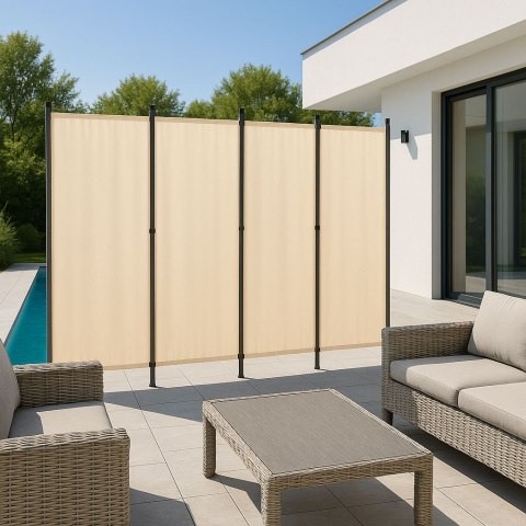 Składany parawan ogrodowy pokojowy 4-panelowy 167x216 cm beżowy MultiGarden MultiGarden