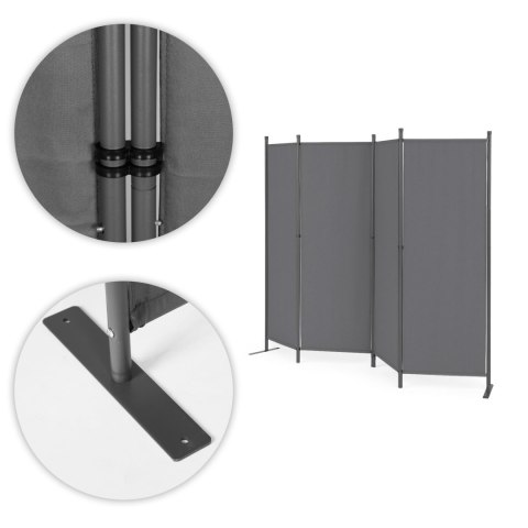 Składany parawan ogrodowy pokojowy 4-panelowy 167x216 cm szary MultiGarden MultiGarden