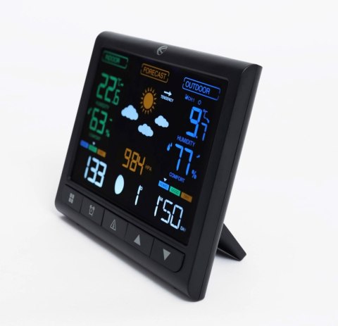 Stacja pogodowa podświetlana bezprzewodowa z czujnikiem zewnętrznym wyświetlacz LCD termometr barometr zegar LONGWELL INDUSTRIAL LTD