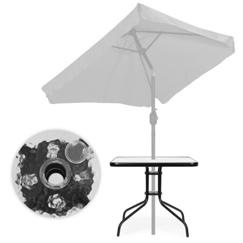 Stolik ogrodowy 80x80 cm na taras ogród balkon szkło hartowane otwór na parasol MultiGarden MultiGarden