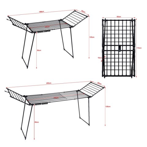Suszarka na pranie odzież bieliznę stojąca rozsuwana balkonowa 27 metrów czarna LONGWELL INDUSTRIAL LTD