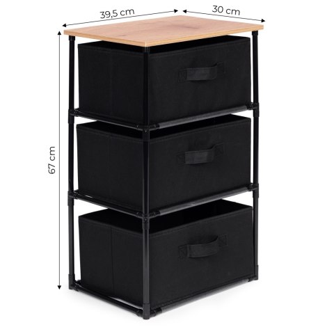 Szafka regał organizer tekstylny z wyciąganymi koszami 3 poziomy loft czarna ModernHome ModernHome