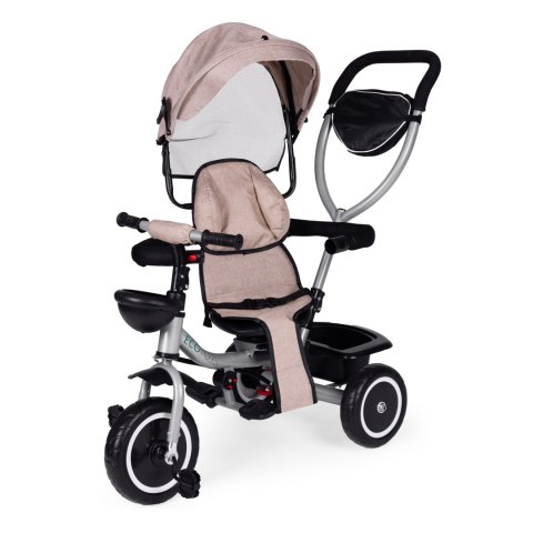Trójkołowy rowerek spacerówka 2w1 obracane siedzisko składany daszek beżowy ECOTOYS ECOTOYS