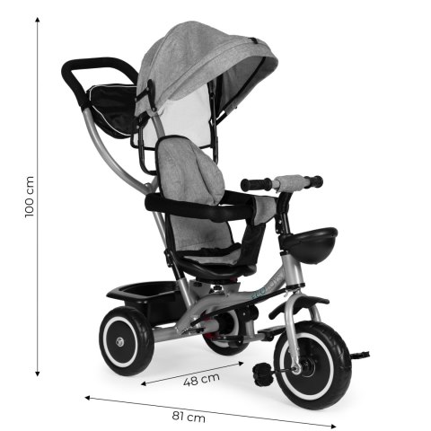 Trójkołowy rowerek spacerówka 2w1 obracane siedzisko składany daszek szary ECOTOYS ECOTOYS