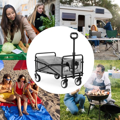 Wózek plażowy transportowy ogrodowy składany szary 48x90 cm MultiGarden MultiGarden