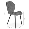 Zestaw 4 krzeseł do salonu jadalni nowoczesne krzesło szary welur ModernHome ModernHome