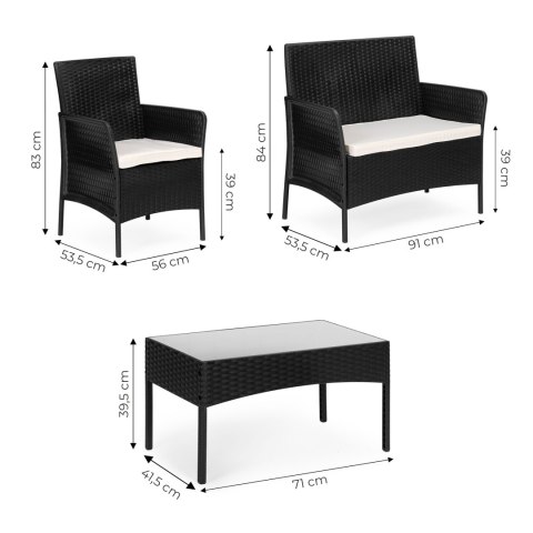 Zestaw mebli ogrodowych stół ławka fotele czarny MultiGarden MultiGarden