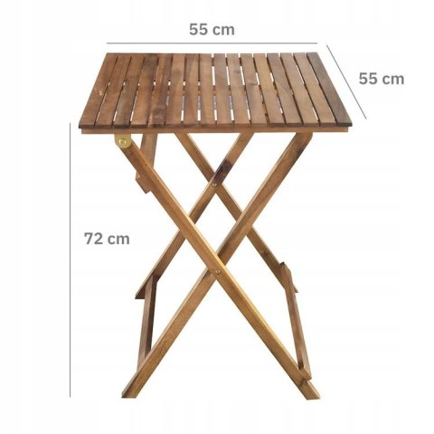 Zestaw mebli ogrodowych z drewna akacjowego - stolik i 2 krzesła NUFORMA