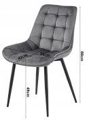 Krzesło BERA - aksamit róż jasny / nogi czarne x 1