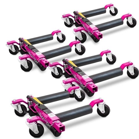 Wózek manewrowy hydrauliczny pod koła 4 sztuki magenta