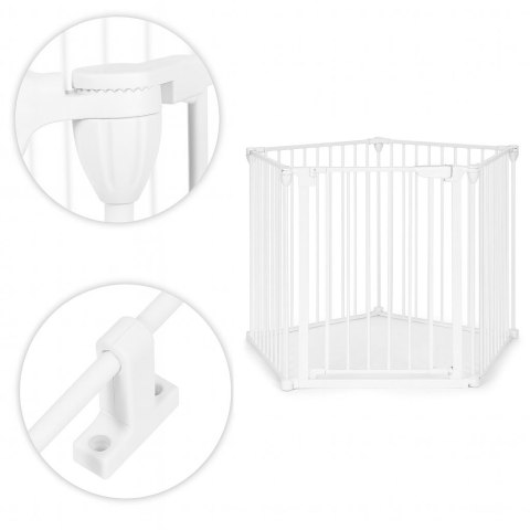 Bramka kojec barierka ochronna dla dzieci i zwierząt 5 paneli 60 cm metal biały ECOTOYS ECOTOYS