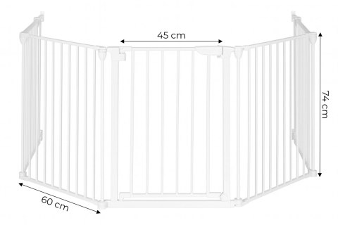 Bramka kojec barierka ochronna dla dzieci i zwierząt 5 paneli 60 cm metal biały ECOTOYS ECOTOYS