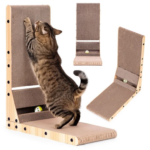 Drapak tekturowy dla kota narożny kartonowy legowisko z zabawką Petsi PETSI