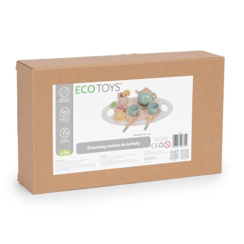 Drewniany zestaw do herbaty dzbanek filiżanki 14 elementów ECOTOYS ECOTOYS