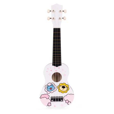 Gitara ukulele dla dzieci drewniana 4 struny nylonowe kostka do gry ECOTOYS ECOTOYS