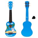 Gitara ukulele dla dzieci drewniana 4 struny nylonowe kostka do gry ECOTOYS ECOTOYS