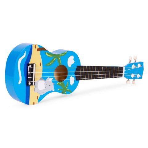 Gitara ukulele dla dzieci drewniana 4 struny nylonowe kostka do gry ECOTOYS ECOTOYS