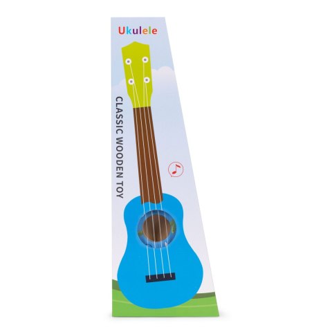 Gitara ukulele dla dzieci drewniana 4 struny nylonowe kostka do gry ECOTOYS ECOTOYS