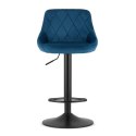 Hoker stołek barowy obrotowy regulacja wysokości podnóżek welur granatowy LEOBERT