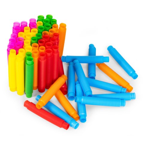 Kolorowe rurki sensoryczne pop tube dla dzieci tuby antystresowe do łączenia 60 sztuk MULTISTORE