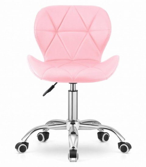 Krzesło obrotowe biurowe z szerokim oparciem ekoskóra różowe LEOBERT