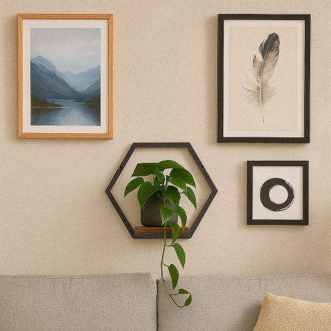 Kwietnik ścienny półka wisząca na kwiaty ozdoby loft heksagon ModernHome ModernHome