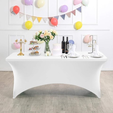 Obrus uniwersalny pokrowiec na stół cateringowy 240 cm 8FT biały elastyczny MultiGarden MultiGarden