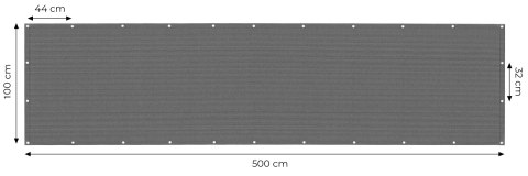 Osłona balkonowa z okuciami 100x500 cm siatka cieniująca + elementy instalacyjne szara MultiGarden MultiGarden