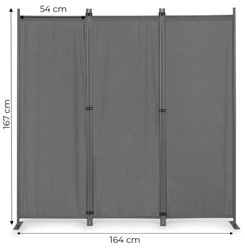 Składany parawan ogrodowy pokojowy 3-panelowy 167x164 cm szary MultiGarden MultiGarden