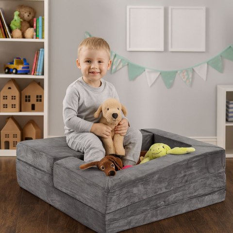 Sofa modułowa składana dla dzieci DIY 4 miękkie poduchy - szara ECOTOYS ECOTOYS