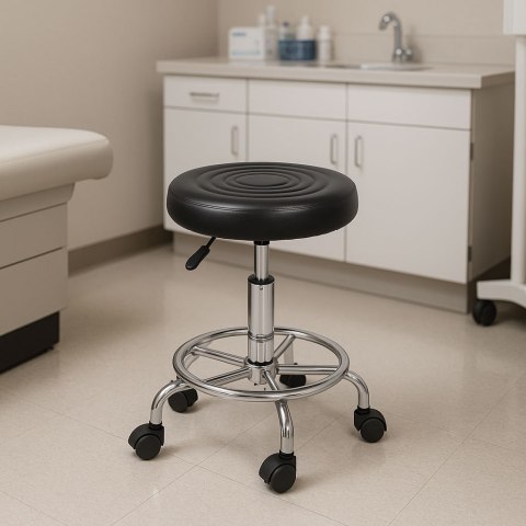 Stołek obrotowy taboret kosmetyczny medyczny fotel regulowany czarny ModernHome ModernHome