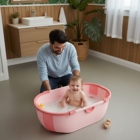 Wanienka dla dzieci wanna turystyczna składana odpływ różowa ECOTOYS ECOTOYS