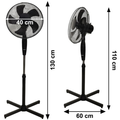 Wentylator podłogowy wiatrak stojący 45W 3 tryby pracy 5 łopatek czarny LONGWELL INDUSTRIAL LTD