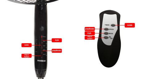 Wentylator podłogowy wiatrak stojący 45W 3 tryby pracy 5 łopatek timer pilot LONGWELL INDUSTRIAL LTD
