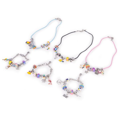 Zestaw do robienia bransoletek naszyjników charmsy koraliki 66 elementów + organizer i torba MULTISTORE