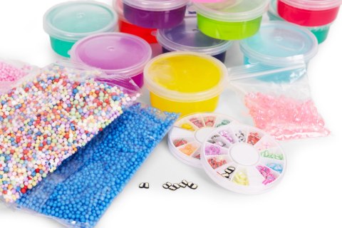 Zestaw do robienia slime glutków dla dzieci DIY masa plastyczna rozciągliwa gniotek 113 elementów MULTISTORE