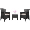 Zestaw mebli ogrodowych na taras balkon 2 fotele + stolik czarne LONGWELL INDUSTRIAL LTD