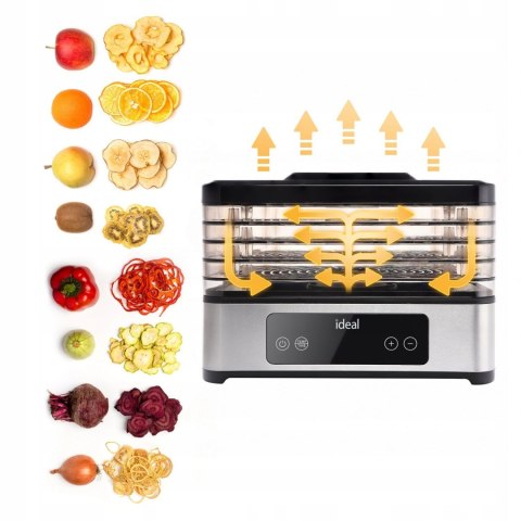 DUŻA Suszarka do grzybów owoców warzyw IDEAL INOX + termoobieg 400W + timer IDEAL