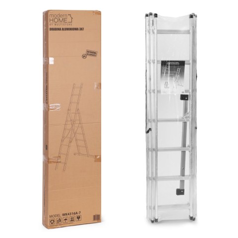 Drabina aluminiowa wielofunkcyjna 3x7 składana z pasami zabezpieczającymi 150 kg ModernHome ModernHome