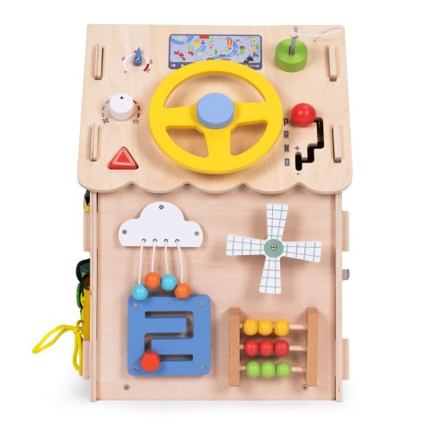 Drewniany domek manipulacyjny dla dzieci panel edukacyjny XXL 30 elementów ECOTOYS