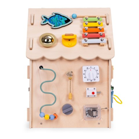 Drewniany domek manipulacyjny dla dzieci panel edukacyjny XXL 30 elementów ECOTOYS