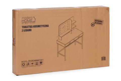 Duża toaletka kosmetyczna z lustrem i oświetleniem LED 3 barwy półki szuflady ModernHome ModernHome